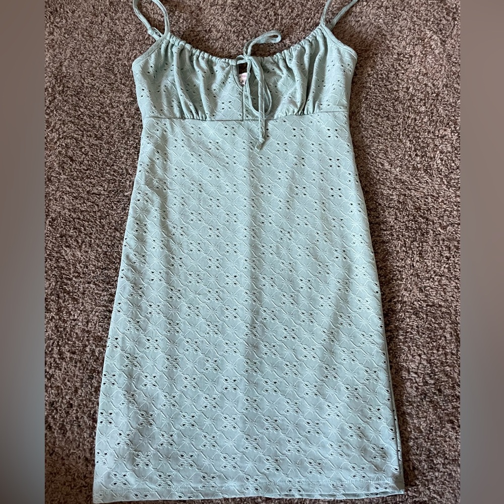 Light Green Eyelet Mini Dress